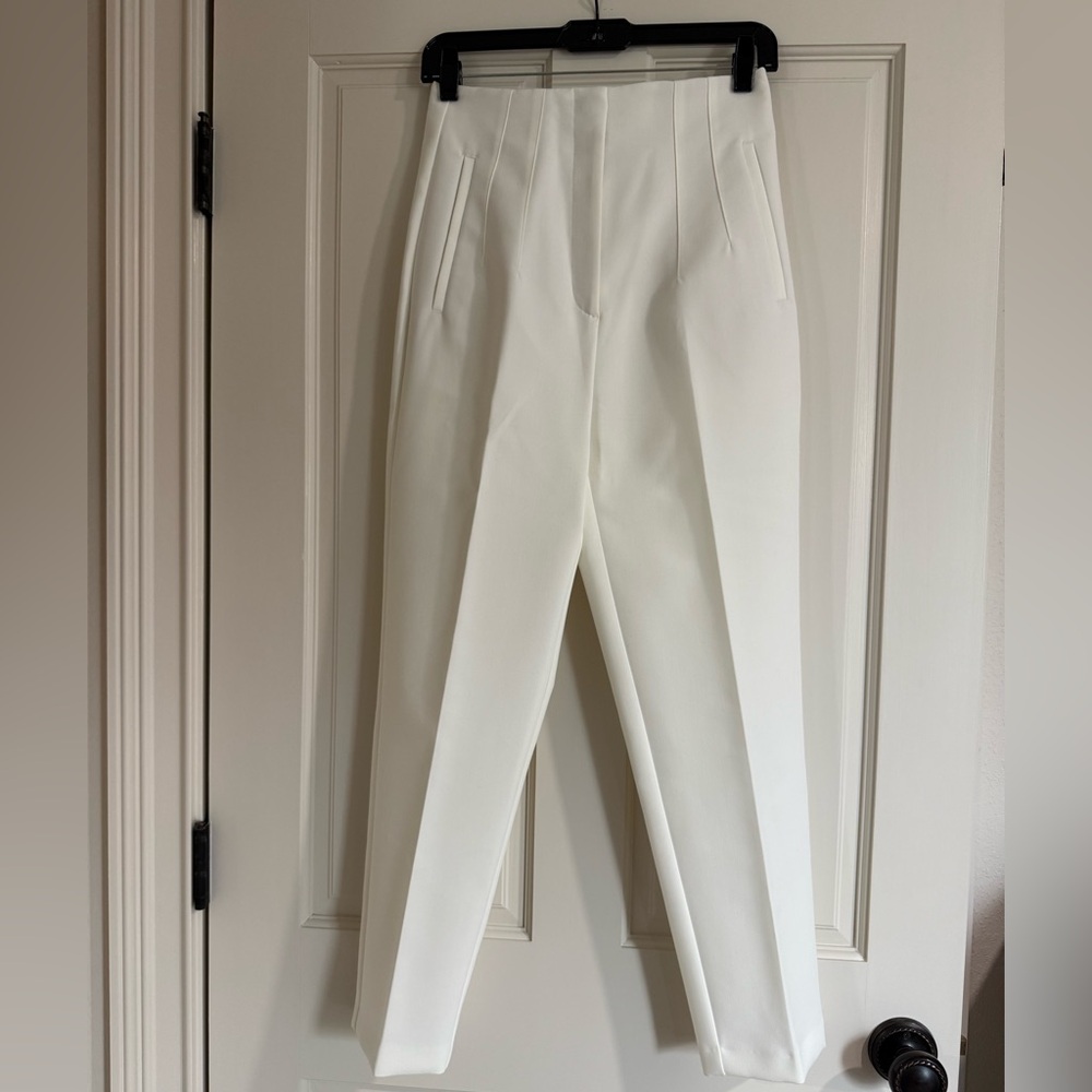 Zara white high-waisted trousers